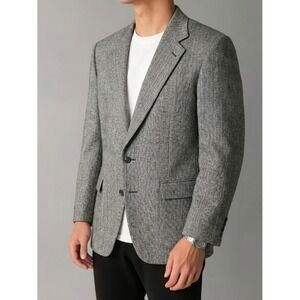 🧥Vintage Nordstrom Southhampton Sport Coat Mens 44L 100% Silk Herringbone Tweed